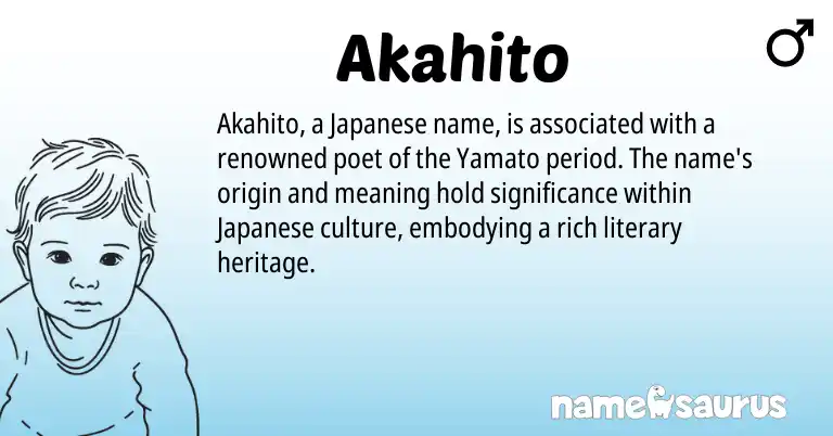 Infographic about Akahito name meaning, Akahito is a name from Japanese origin(s).