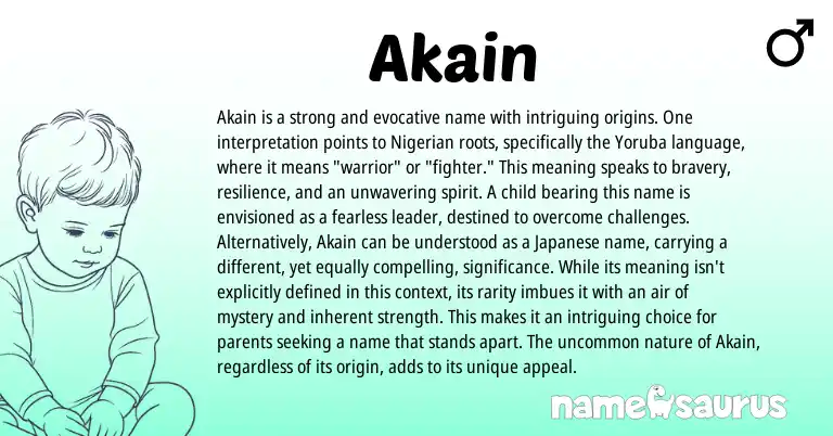 Infographic about Akain name meaning, Akain is a name from Yoruba, Nigerian origin(s).