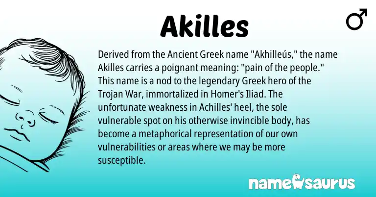 Infographic about Akilles name meaning, Akilles is a name from Ancient Greek, Greek origin(s).