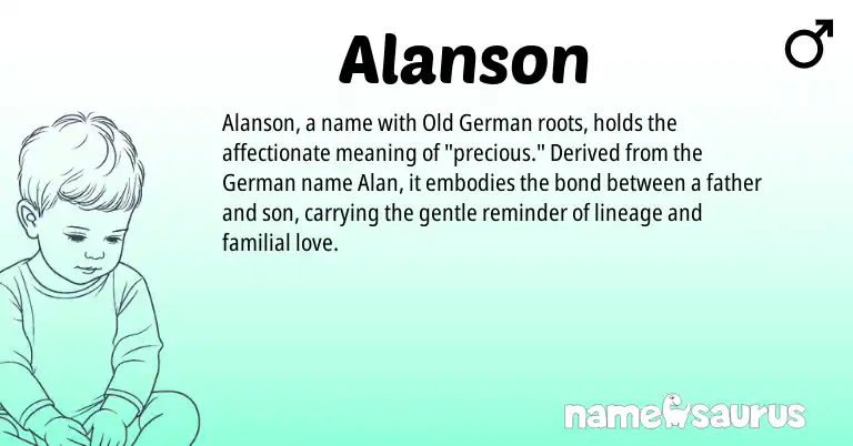 Infographic about Alanson name meaning, Alanson is a name from Old German, German origin(s).
