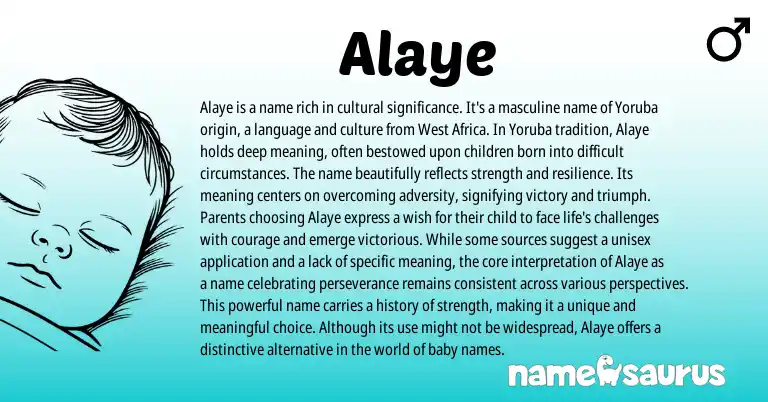 Infographic about Alaye name meaning, Alaye is a name from Yoruba origin(s).
