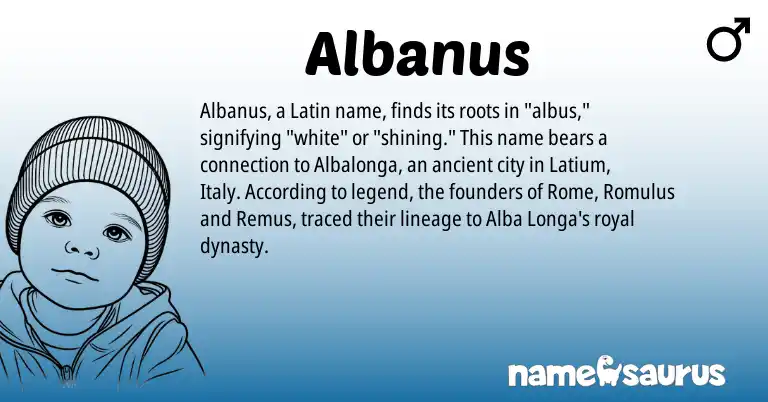 Infographic about Albanus name meaning, Albanus is a name from Latin origin(s).