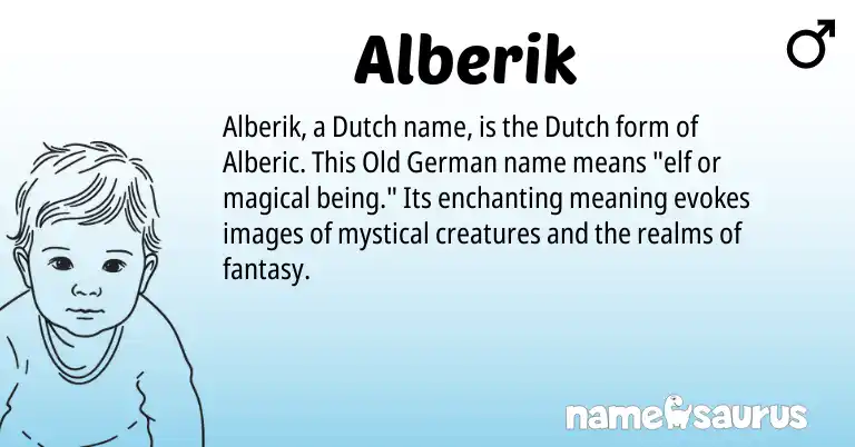 Infographic about Alberik name meaning, Alberik is a name from Old German, Dutch origin(s).