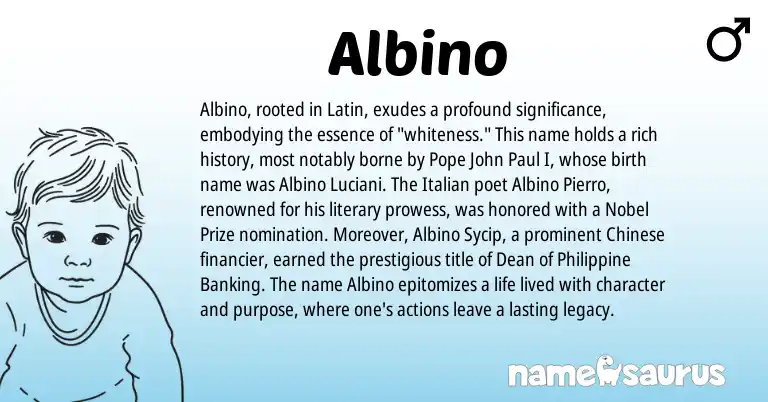 Infographic about Albino name meaning, Albino is a name from Chinese, Latin, Italian origin(s).