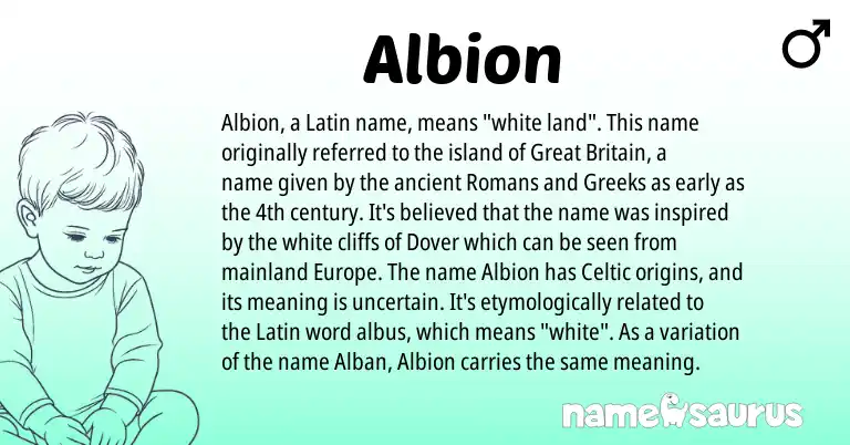 Infographic about Albion name meaning, Albion is a name from Latin, Celtic origin(s).