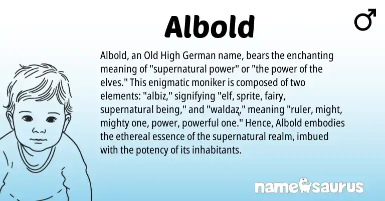 Infographic about Albold name meaning, Albold is a name from Old High German origin(s).