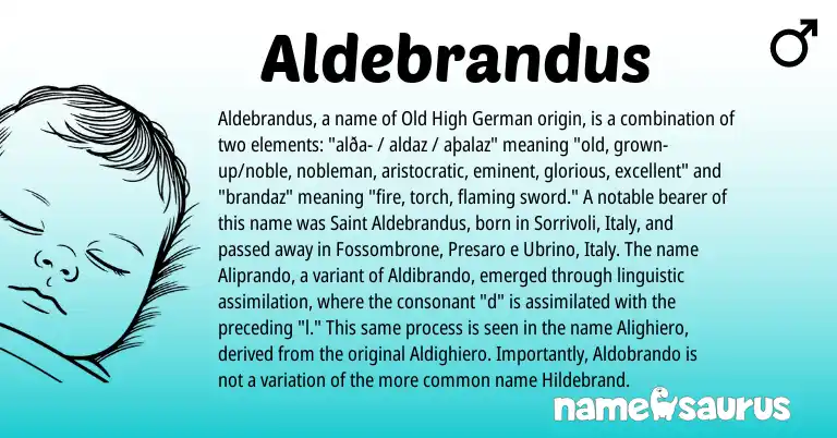 Infographic about Aldebrandus name meaning, Aldebrandus is a name from Old High German origin(s).