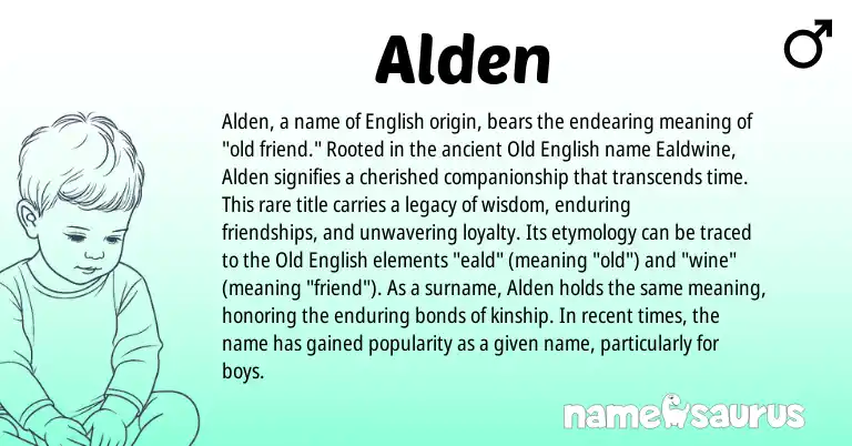 Infographic about Alden name meaning, Alden is a name from Old English, English origin(s).