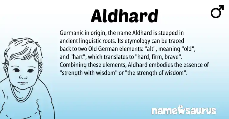 Infographic about Aldhard name meaning, Aldhard is a name from Old German, Germanic origin(s).