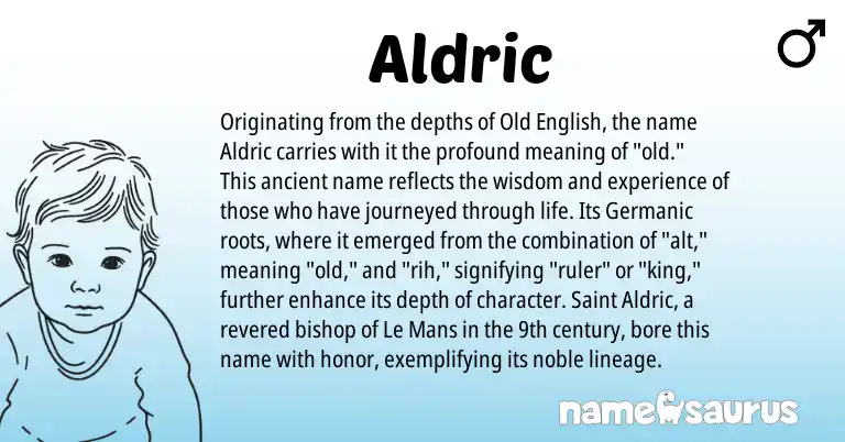 Infographic about Aldric name meaning, Aldric is a name from Old English, Germanic origin(s).
