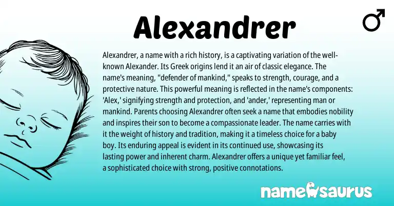 Infographic about Alexandrer name meaning, Alexandrer is a name from Greek origin(s).