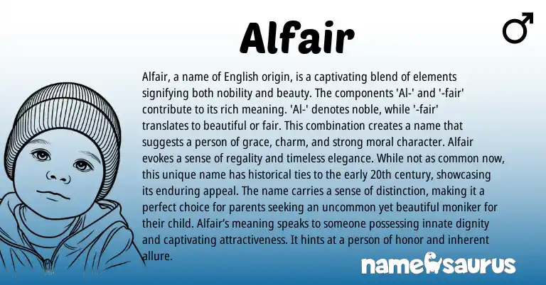 Infographic about Alfair name meaning, Alfair is a name from English origin(s).