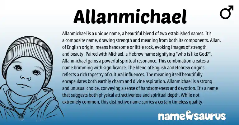 Infographic about Allanmichael name meaning, Allanmichael is a name from Hebrew, English origin(s).