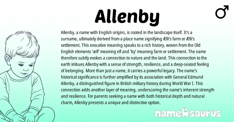 Infographic about Allenby name meaning, Allenby is a name from English origin(s).