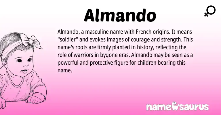 Infographic about Almando name meaning, Almando is a name from French origin(s).