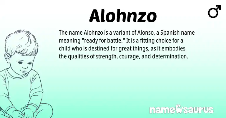 Infographic about Alohnzo name meaning, Alohnzo is a name from Spanish origin(s).