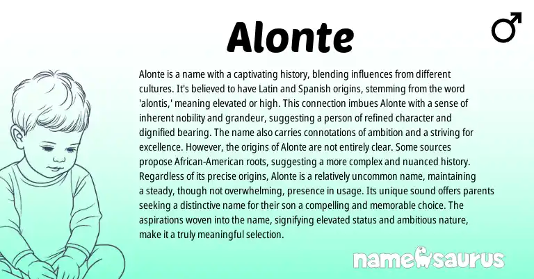 Infographic about Alonte name meaning, Alonte is a name from Latin, Spanish origin(s).