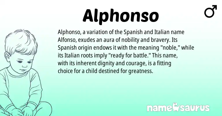 Infographic about Alphonso name meaning, Alphonso is a name from Spanish, Italian origin(s).