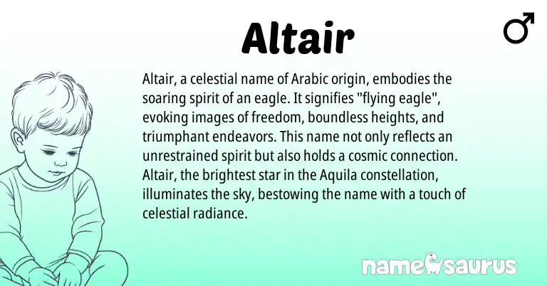 Infographic about Altair name meaning, Altair is a name from Arabic origin(s).
