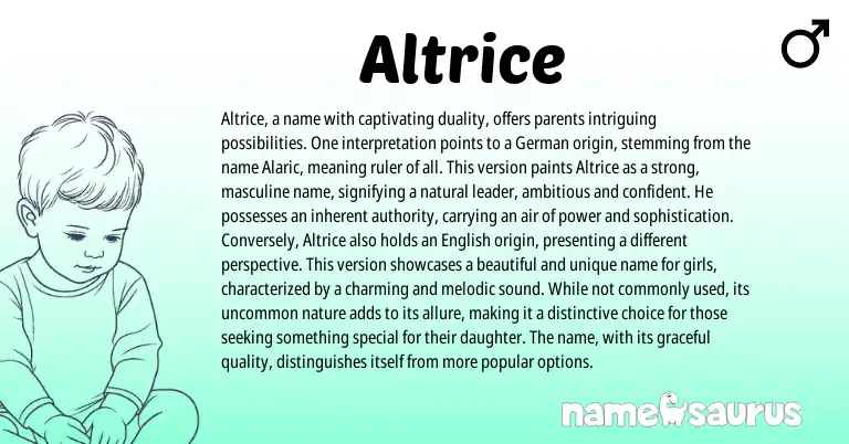 Infographic about Altrice name meaning, Altrice is a name from Germanic origin(s).