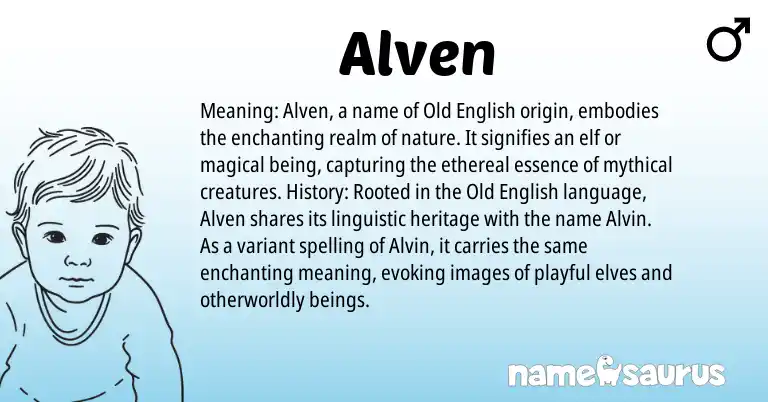 Infographic about Alven name meaning, Alven is a name from Old English origin(s).