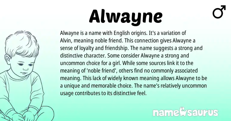 Infographic about Alwayne name meaning, Alwayne is a name from English origin(s).