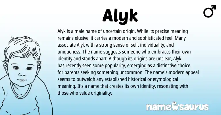Infographic about Alyk name meaning, Alyk is a name from Other origin(s).