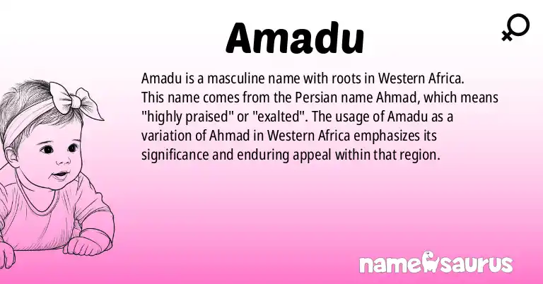 Infographic about Amadu name meaning, Amadu is a name from Western African origin(s).