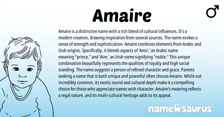 Infographic about Amaire name meaning, Amaire is a name from Arabic, Irish origin(s).