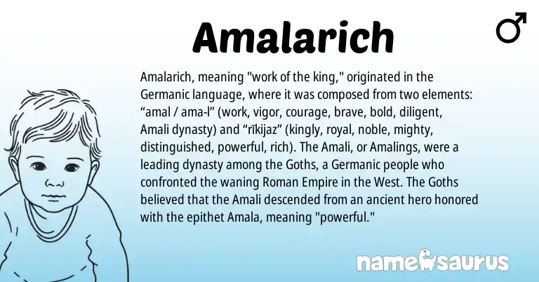 Infographic about Amalarich name meaning, Amalarich is a name from Roman, Germanic origin(s).