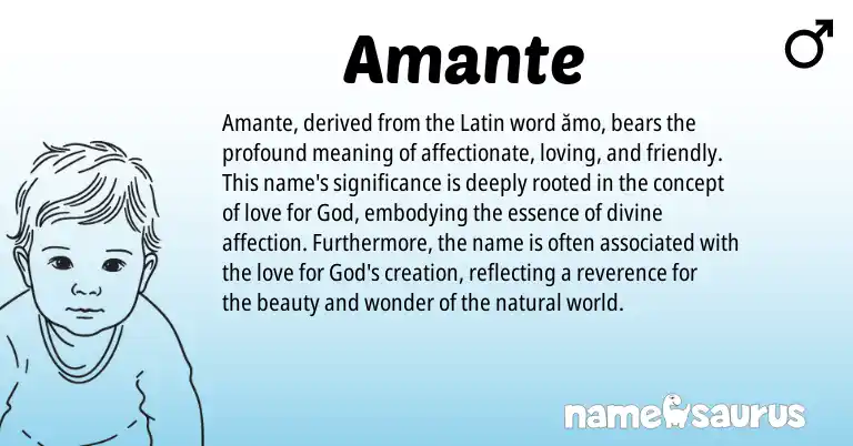 Infographic about Amante name meaning, Amante is a name from Latin origin(s).
