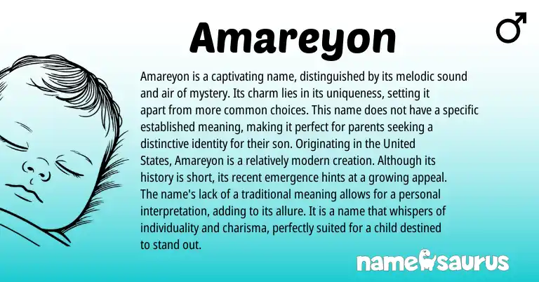 Infographic about Amareyon name meaning, Amareyon is a name from Other origin(s).