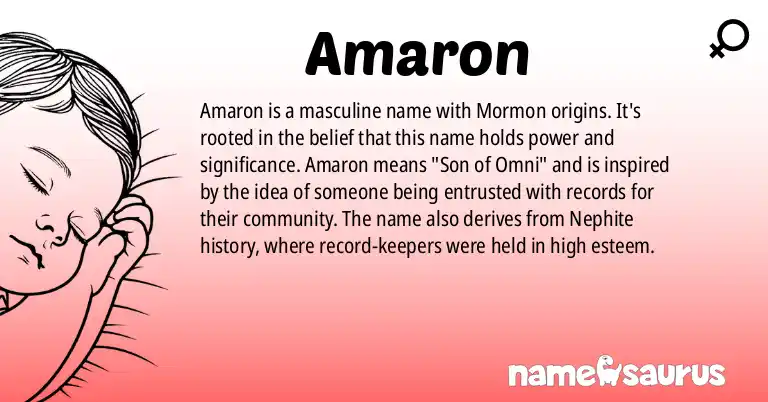 Infographic about Amaron name meaning, Amaron is a name from Mormon origin(s).