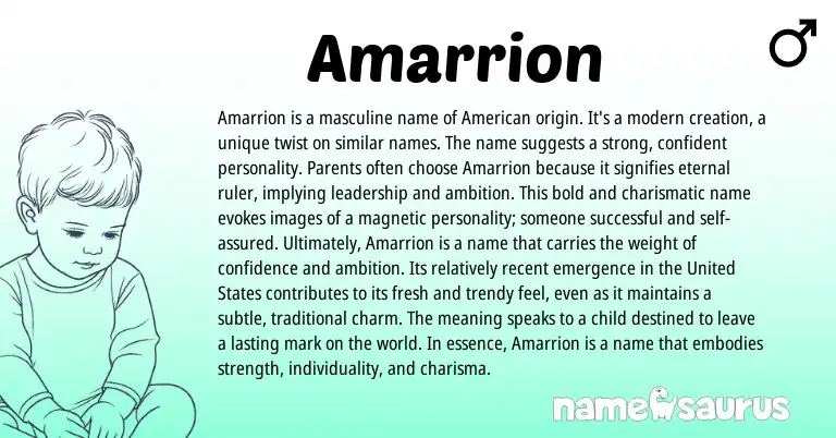 Infographic about Amarrion name meaning, Amarrion is a name from American origin(s).