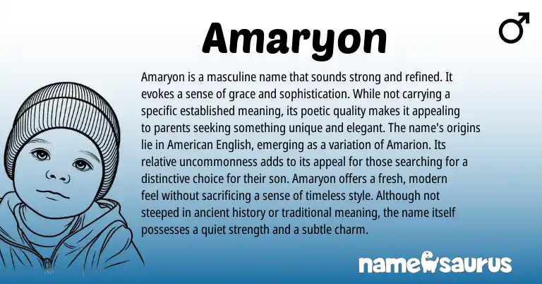 Infographic about Amaryon name meaning, Amaryon is a name from Other origin(s).