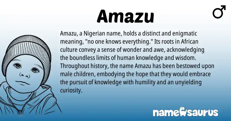 Infographic about Amazu name meaning, Amazu is a name from Nigerian, African origin(s).