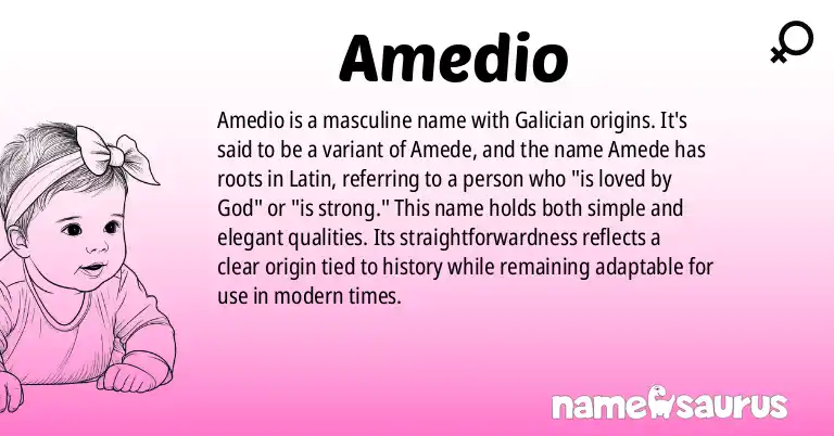 Infographic about Amedio name meaning, Amedio is a name from Galician origin(s).