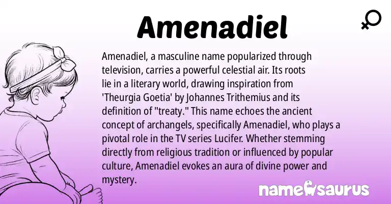 Infographic about Amenadiel name meaning, Amenadiel is a name from Popular Culture origin(s).