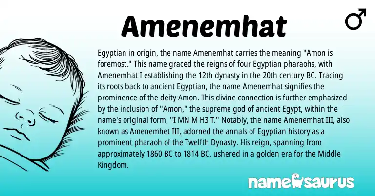 Infographic about Amenemhat name meaning, Amenemhat is a name from Egyptian origin(s).