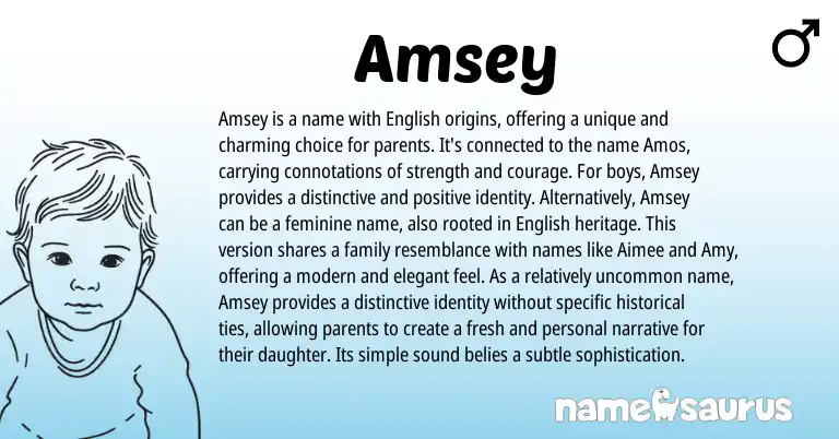 Infographic about Amsey name meaning, Amsey is a name from English origin(s).