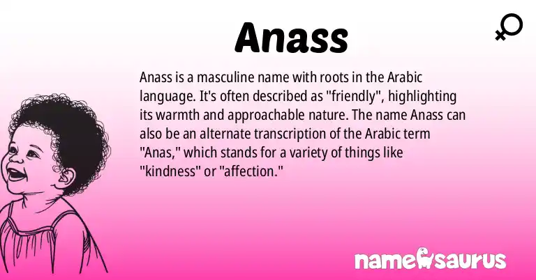 Infographic about Anass name meaning, Anass is a name from Arabic origin(s).