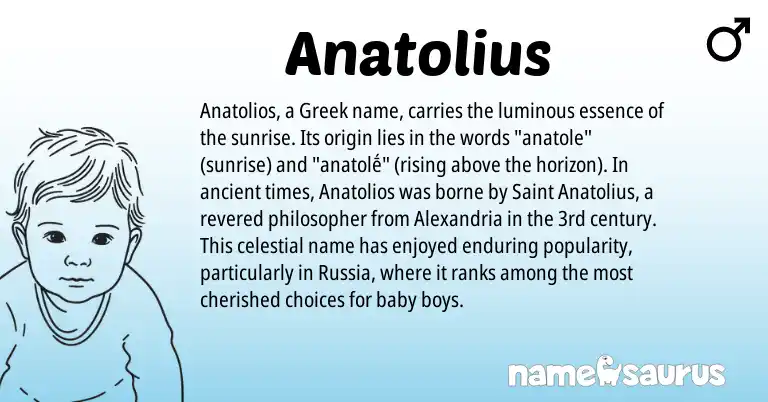 Infographic about Anatolius name meaning, Anatolius is a name from Greek origin(s).