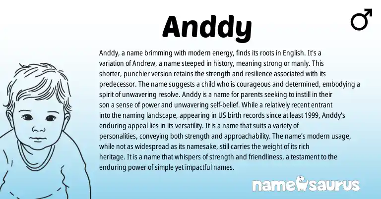 Infographic about Anddy name meaning, Anddy is a name from English origin(s).