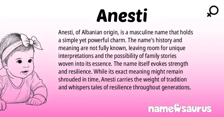 Infographic about Anesti name meaning, Anesti is a name from Albanian origin(s).