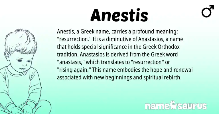 Infographic about Anestis name meaning, Anestis is a name from Greek origin(s).