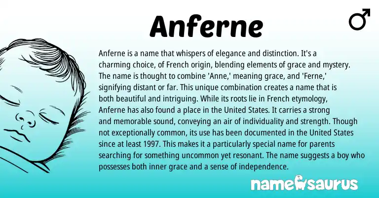 Infographic about Anferne name meaning, Anferne is a name from French origin(s).