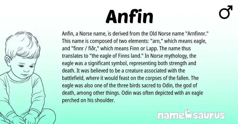 Infographic about Anfin name meaning, Anfin is a name from Old Norse, Norse origin(s).