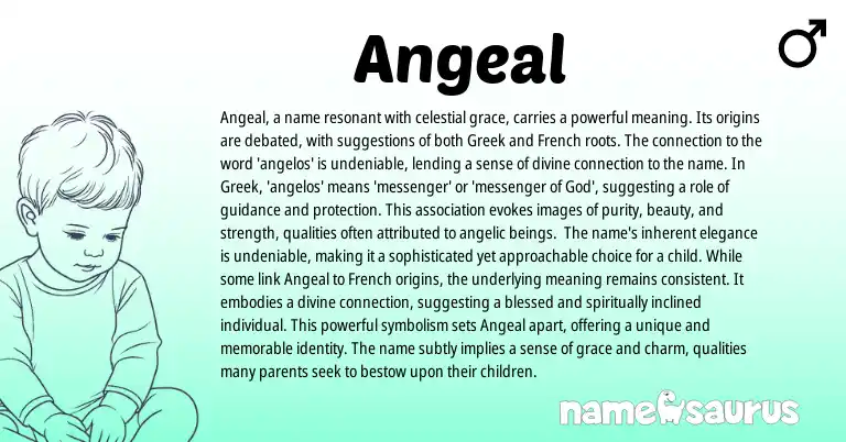 Infographic about Angeal name meaning, Angeal is a name from Greek origin(s).
