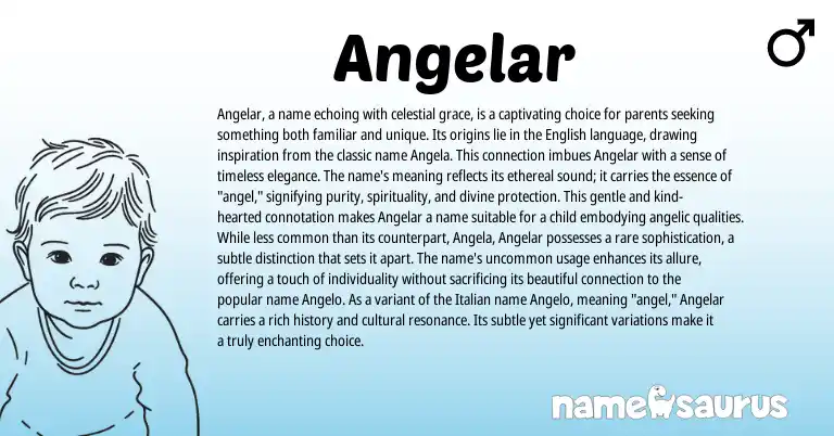 Infographic about Angelar name meaning, Angelar is a name from Italian origin(s).