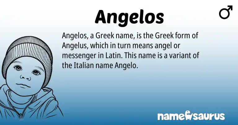 Infographic about Angelos name meaning, Angelos is a name from Latin, Italian, Greek origin(s).